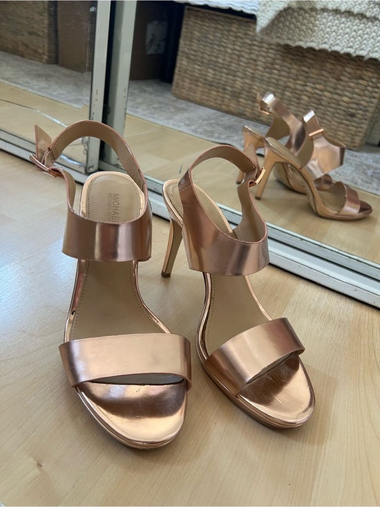 MICHAEL Michael Kors Shoes - MICHAEL Michael Kors Rose Gold Metallic Ankle-Strap Stilettos